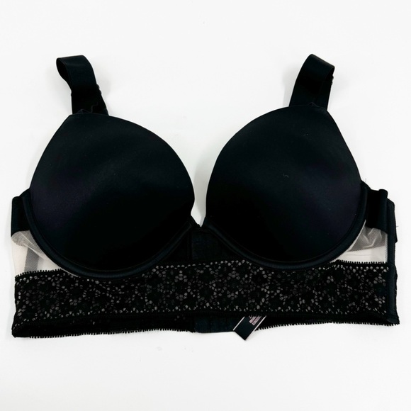 ✅ Victoria’s Secret Very Sexy Push-Up Longline Floral Lace Bra BLACK SIZE 36B - Picture 1 of 9